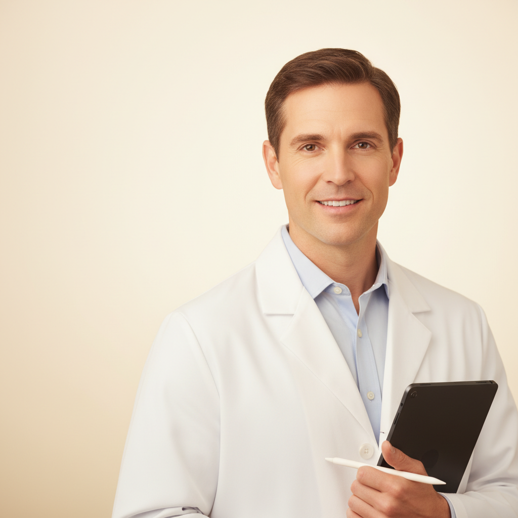 A provider reviewing a medical intake at a desk
